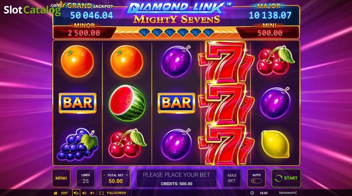 Sevens mighty diamond link slot features info game review